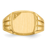 14k 12.0x11.5mm Grooved Sides Open Back Diamond Signet Ring Mtg