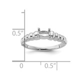14k White Gold Polished 5x3 Oval Gemstone Ring Mounting