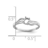 14k White Gold Polished 5x3 Oval Gemstone Wave Ring Mounting