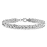 14K White Gold Polished 6.5mm Diamond-cut Fancy Link 7.5 inch Bracelet