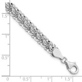 14K White Gold Polished 6.5mm Diamond-cut Fancy Link 7.5 inch Bracelet