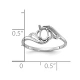 14k White Gold Polished 6x4 Oval Gemstone Ring Mounting - Y2-93C81737-8533