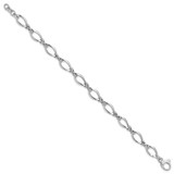 14k White Gold Polished 8.8mm Fancy Twisted Link 7.5 inch Bracelet