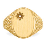 14k 12.0x16.0mm Open Back Diamond Mens Signet Ring Mounting