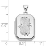 14k White Gold Polished and Brushed Diamond-cut 20x15mm Rectangular Locket