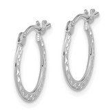 14k White Gold Polished and Diamond-cut  Hoop Earrings
