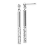 14k White Gold Polished and Diamond-cut Bar Dangle Post Earrings - TH-4097C626-1574