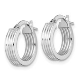 14k White Gold Polished and Grooved 4.00 x 15mm Tube Hoop Earrings