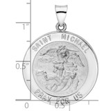 14k White Gold Polished and Satin Hollow St Michael Medal Pendant - XR-8E38AD41-4420