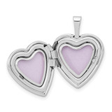 14k White Gold Polished and Satin I LOVE YOU Script 16mm Heart Locket