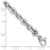 14K White Gold Polished and Textured Fancy Link 8 inch Bracelet - FB-374B72B4-9846