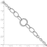 14k White Gold Polished and Textured Fancy Link 8 inch Bracelet - SF-FAFF6702-2313
