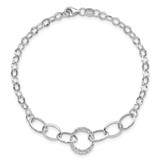 14k White Gold Polished and Textured Fancy Link 8 inch Bracelet - SF-FAFF6702-2313
