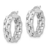 14K White Gold Polished and Textured Hoop Earrings - TF-4A06756F-6341
