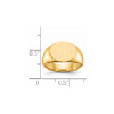 14k 12.5x9.5mm Closed Back Signet Ring