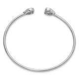 14K White Gold Polished Complete 1/2 carat Diamond Heart Flexible Cuff Bangle Bracelet