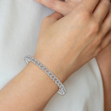 14K White Gold Polished Complete 2.6 carat Diamond Fancy Curb Link 7 inch Bracelet