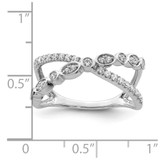 14k White Gold Polished Criss Cross Diamond Ring