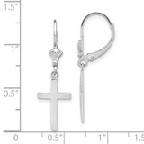 14k White Gold Polished Cross Leverback Earrings - TF-57F75AB3-1345