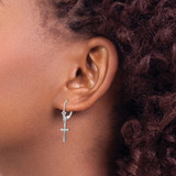 14k White Gold Polished Cross Leverback Earrings - TF-ABE4172D-3380