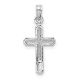 14K White Gold Polished Cross With Striped Border Pendant - K5-F26A5CAA-5707
