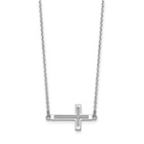14k White Gold Polished Cut-out Sideways Cross 19 inch Necklace