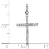 14k White Gold Polished CZ Latin Cross Pendant - XR-350B026D-7351