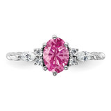 14K White Gold Polished Diamond & Lab Created Pink Sapphire Twisted Ring