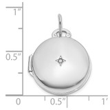 14k White Gold Polished Diamond 16mm Round Locket