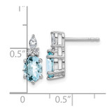 14K White Gold Polished Diamond and Aquamarine Twisted Post Earrings