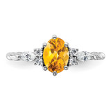 14K White Gold Polished Diamond and Citrine Twisted Ring