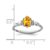 14K White Gold Polished Diamond and Citrine Twisted Ring