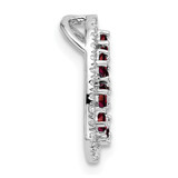 14K White Gold Polished Diamond and Garnet Heart Chain Slide
