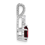 14K White Gold Polished Diamond and Garnet Twisted Chain Slide