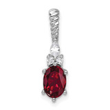 14K White Gold Polished Diamond and Lab Created Ruby Twisted Chain Slide
