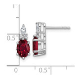 14K White Gold Polished Diamond and Lab Created Ruby Twisted Post Earrings