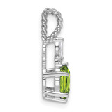 14K White Gold Polished Diamond and Peridot Twisted Chain Slide
