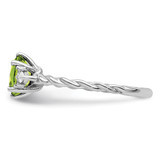 14K White Gold Polished Diamond and Peridot Twisted Ring