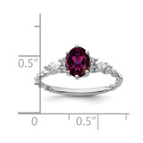 14K White Gold Polished Diamond and Rhodolite Garnet Twisted Ring