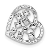14K White Gold Polished Diamond and Ruby Heart Chain Slide