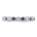 14K White Gold Polished Diamond and Sapphire Fashion Ring