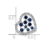14K White Gold Polished Diamond and Sapphire Heart Chain Slide