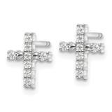 14k White Gold Polished Diamond Cross Post Earrings - EM-84C5FDF8-5389