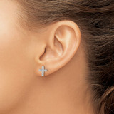 14k White Gold Polished Diamond Cross Post Earrings - EM-84C5FDF8-5389