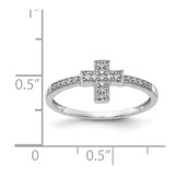 14k White Gold Polished Diamond Cross Ring