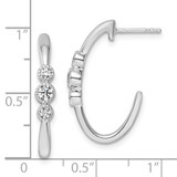 14K White Gold Polished Diamond Fashion J-Hoop Post Earrings