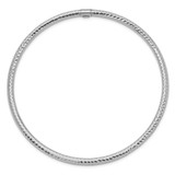 14k White Gold Polished Diamond-cut Tube 3.00mm Slip-on Round Bangle Bracelet