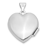 14k White Gold Polished Domed Plain 18mm Heart Locket