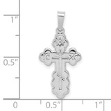 14k White Gold Polished Eastern Orthodox Solid Cross Pendant