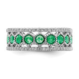 14k White Gold Polished Emerald and Diamond Ring - RM-2C3C37C1-4459